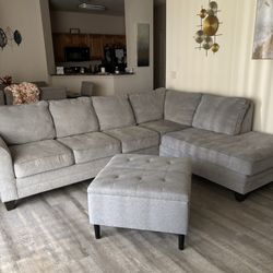 Grey Sectional With Ottoman For Sale 