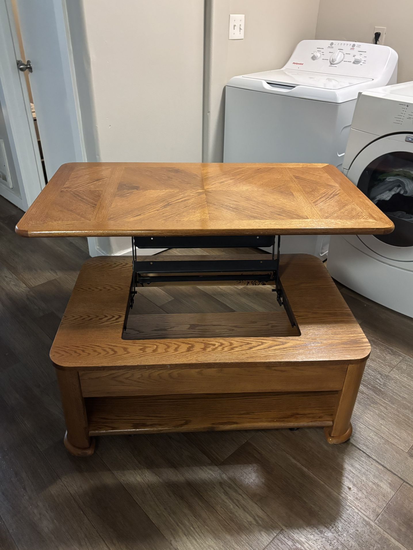 Custom Mid-Century Modern Lift-Top Coffee Table w/ Discreet Wheels