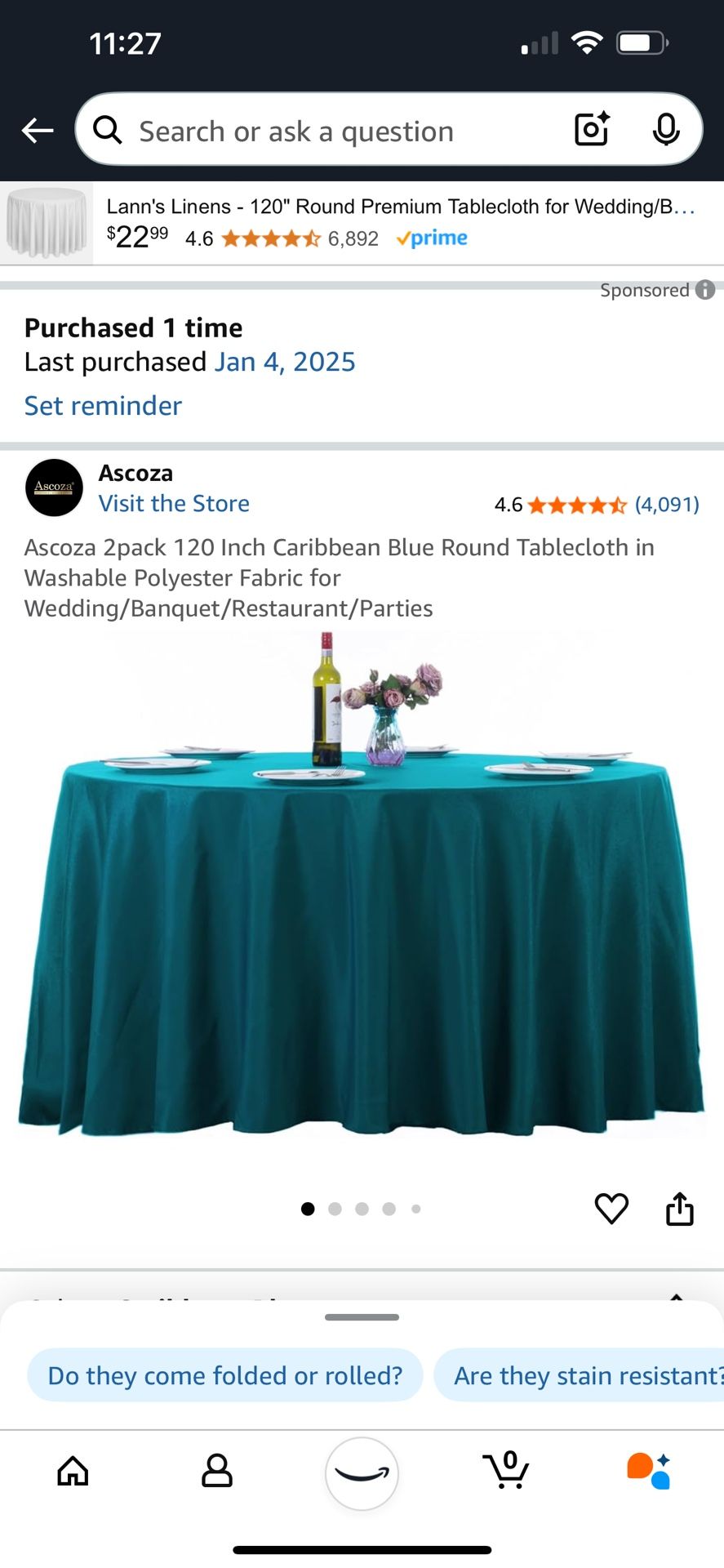 Teal Round 120” Tablecloths