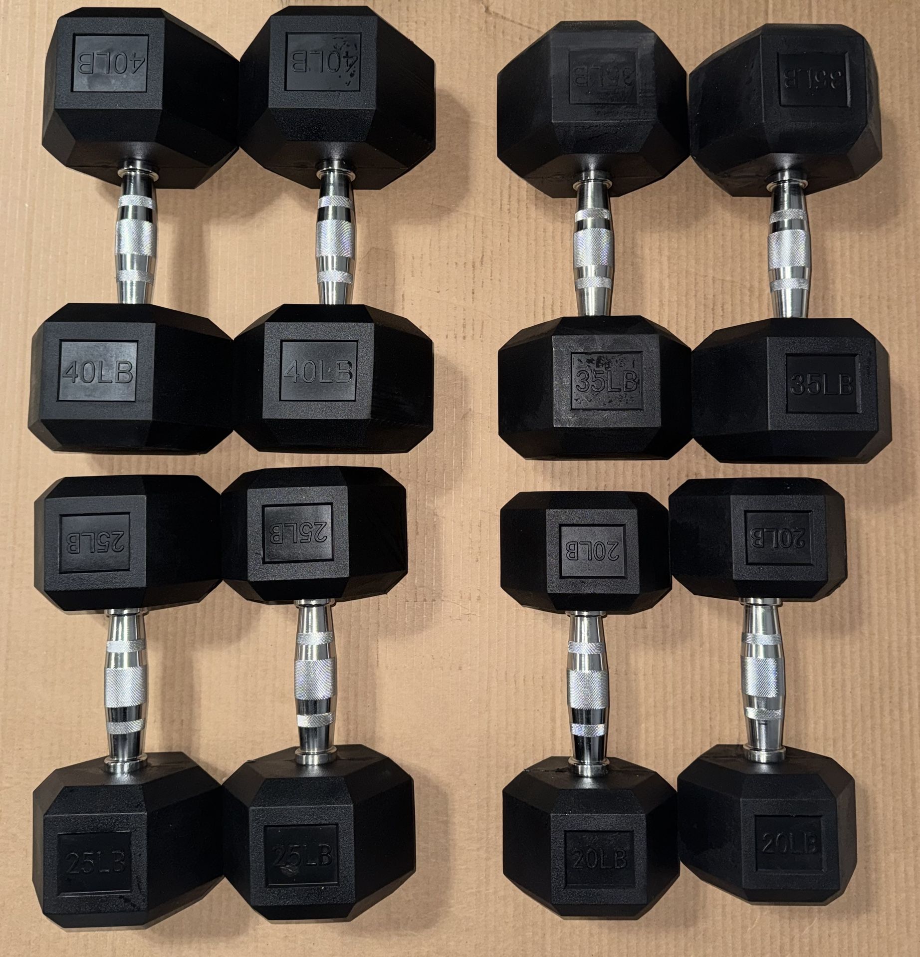 Brand New Pair of 20LB to 40LB Dumbbells Set Rubber Hex