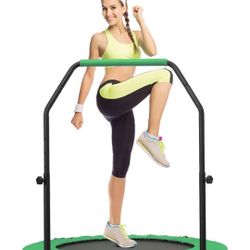 Brand New. 40"/48" Rebounder Trampoline for Adults Mini Trampoline for Adults and Kids Exercise Rebounder with Bar Fitness Trampoline Indoor Height Ad