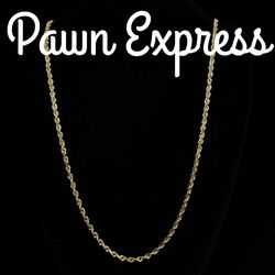 14K Yellow Gold Rope Chain Necklace 