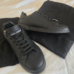 Dolce & Gabbana Black Leather Sneakers ,, size 10