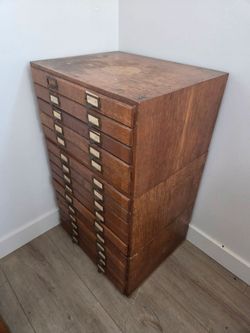Antique Weis 15-Drawer Oak Card Catalog / Apothecary Cabinet