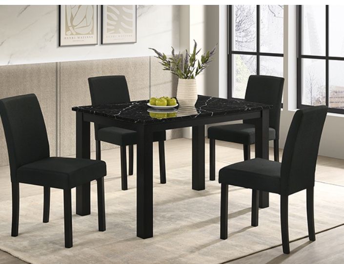 Black Dining Table & 4 Chairs