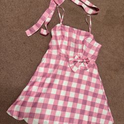 New Medium Checked Short Barbie Dress Costume
