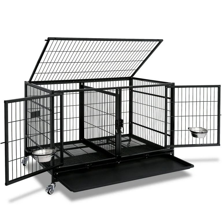 Homey Pet 43" Heavy Duty Dog Crate for Medium and Small Dogs