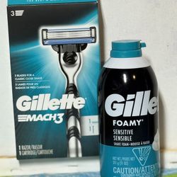 Gillette shaver and shaving cream