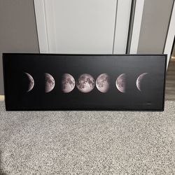 🌙 Modern Moon Phase Wall Art – 55” x 20” – Framed
