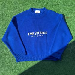 Eme Studios Master Klein Knit Sweater Size M, Blue,  Cropped Cut