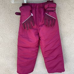 Girls size 6 snow pants with Size  4/7 Gloves