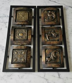 Decorative Metal Wall Art Panels Set of 2