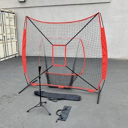 (NEW) $75 Baseball Softball (7x7’ Net & Ball Tee Set) Practice Hitting & Pitching Net w/ Carry Bag 