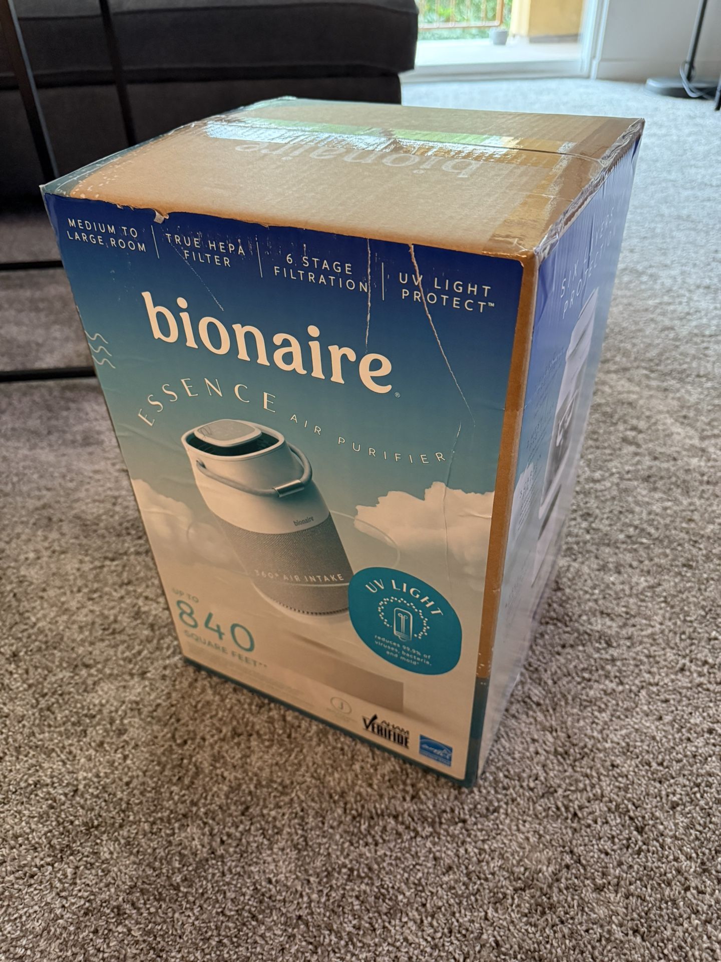 Bionaire Essence 360 Air Purifier with UV: True HEPA, Carbon Filter,
