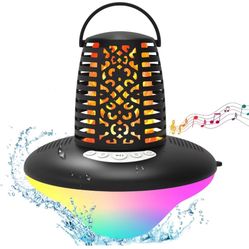 KingSom Outdoor Bluetooth Speakers,Wireless Speaker with LED Flame Light and RGB Lights,IP68 Waterproof Outdoor Speaker,HD Stereo Sound,Deep Bass,TWS 