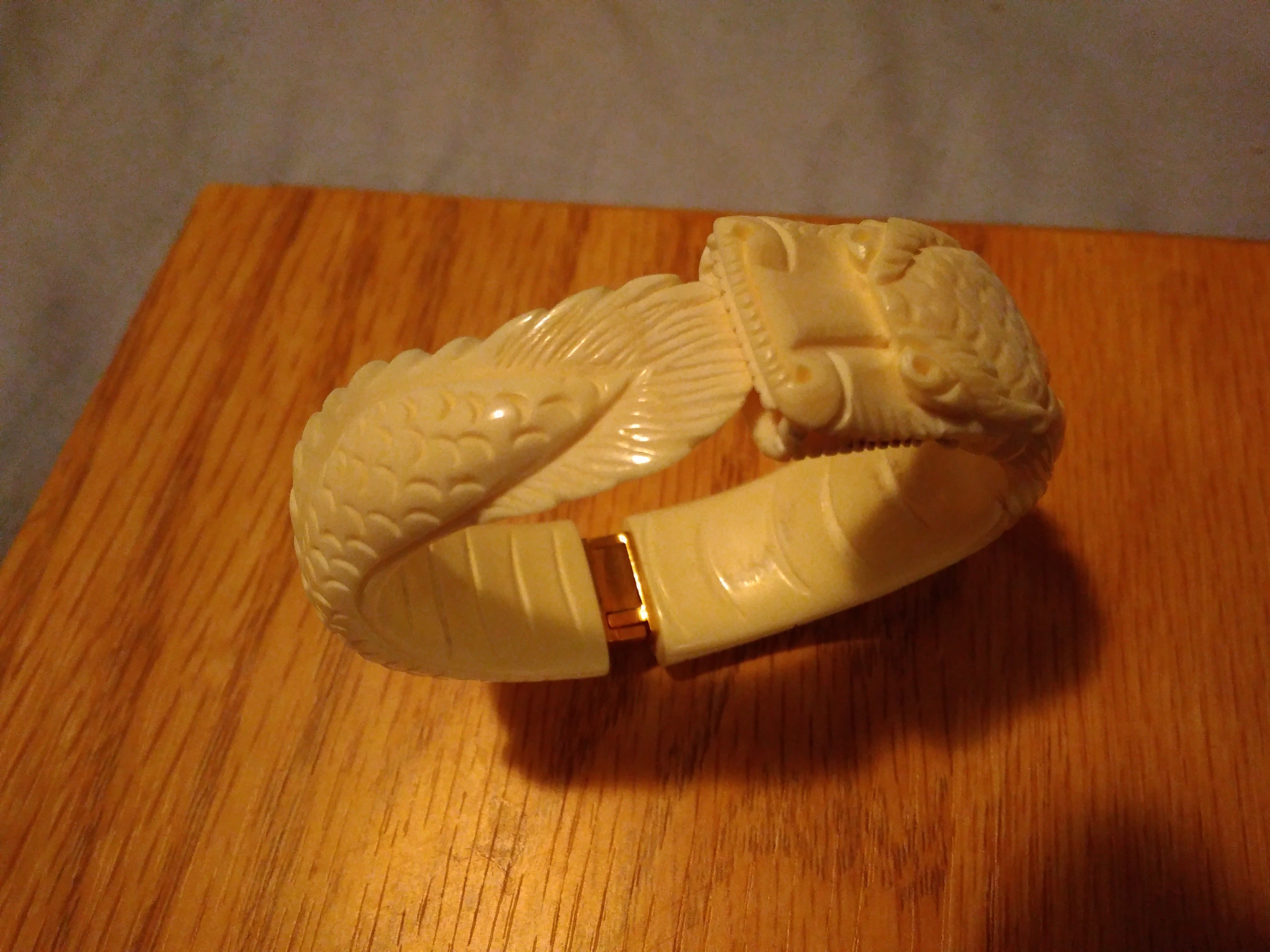 "Pre Ban Ivory Jewelry " amazing hand made Ivory Dragon Bracelet