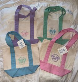Trader Joe's Mini Pastel Canvas Tote Bags Set of 4