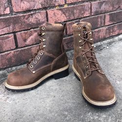 Carolina Elm Comp Toe 8” Waterproof Composite Logger Boots in Dark Brown