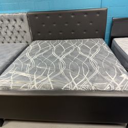 King Bed Frame Pu Leather Including Mattress Set Pillow Top On Sale For: