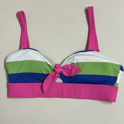 Abercrombie Kids Girls Striped Bikini Top with Bow - Size Large - VGUC