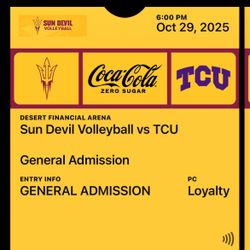 ASU Volley Ball Tickets 2 Total $30