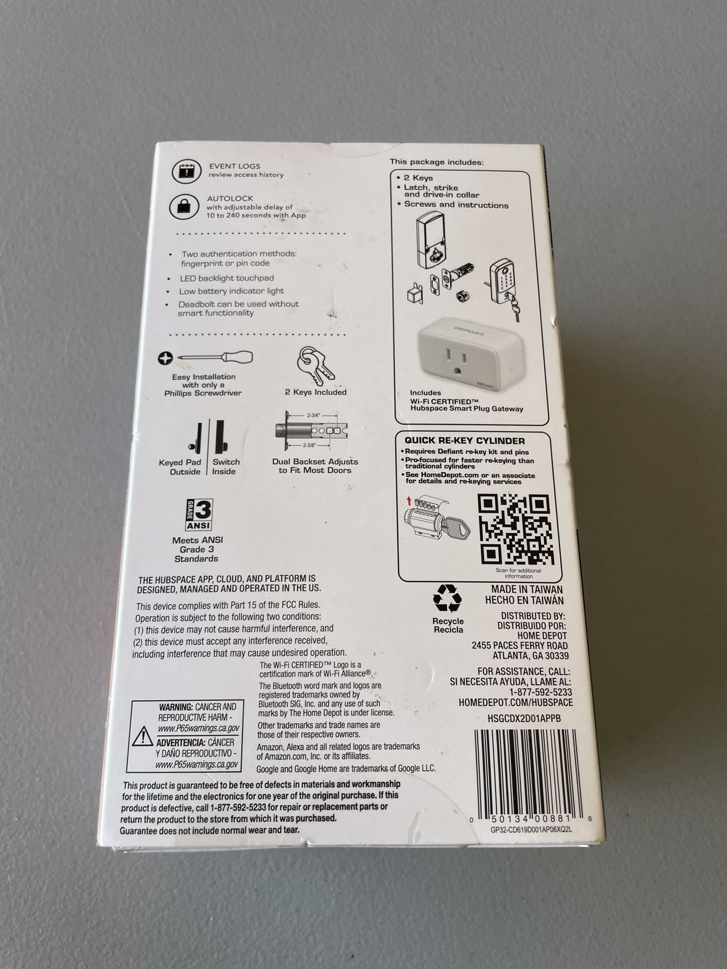 Defiant Smart Fingerprint Deadbolt Satin Nickel Home improvement