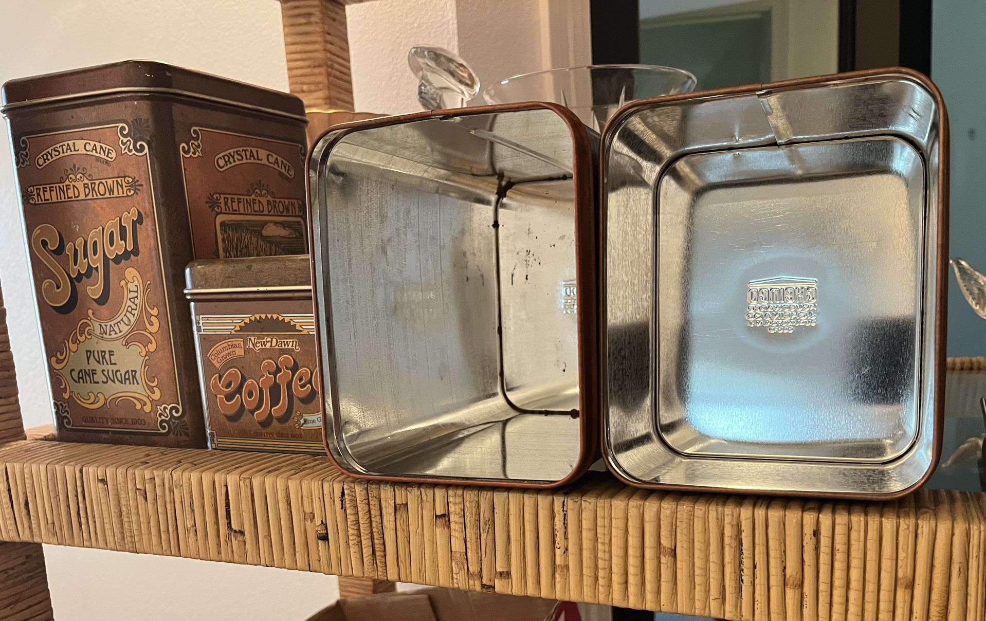 Vintage 1970s Golden Harvest Tin Canister Set, Retro Cheinco — Tea