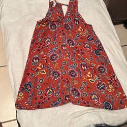 Lightly Used Red And Blue Paisley Floral Print Sleeveless Shift Dress Size Small 