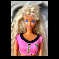 Vintage 1989 Beach Blast Barbie Doll Mattel Blonde Hair Blue Eyes 11.5"