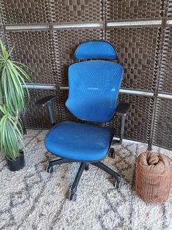 Union & Scale FlexFit Dexley Ergonomic Mesh Swivel Task Chair in Blue with Recline