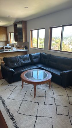 Black Leather Sectional Sofa