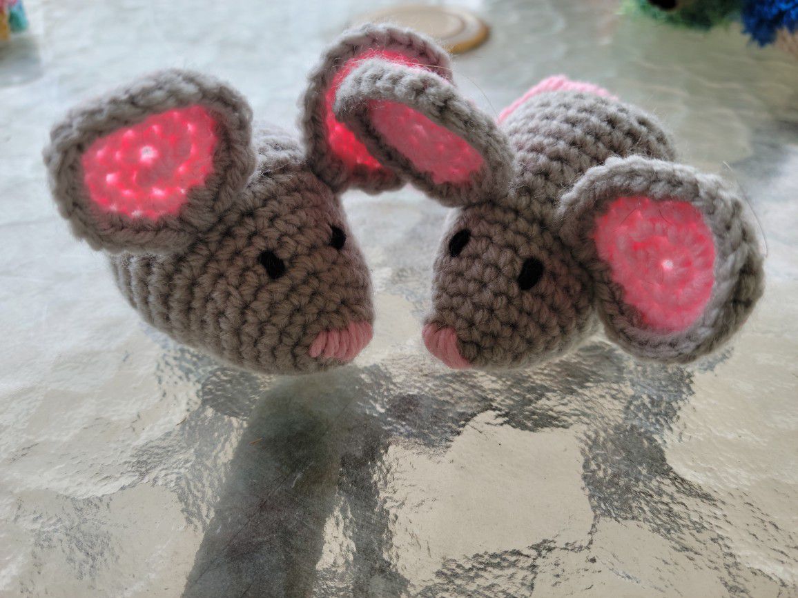 Hand Crocheted Cute Fun Mice.  $3 Each. I Will Add Catnip If Requested. 