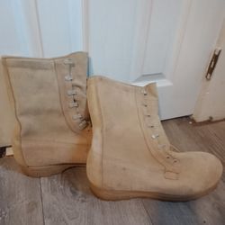 Tan Military Issued Combat Boots 