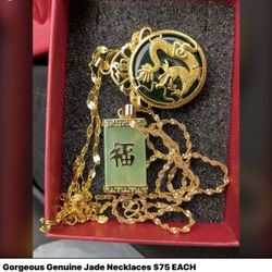 Beautiful Jade Necklaces With 14K Gold Plated Chains ... Also Ask About Jade Bracelet, Jade Bangle And Jade Earrings Any Jade Item... $75 Each