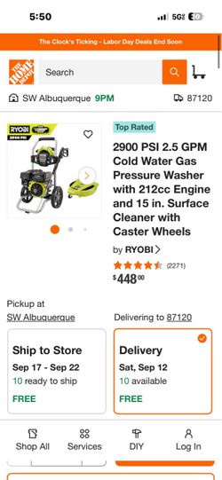 Power washer ryobi 2900
