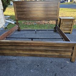 King Size Bed Frame With Side Table Excellent Condition Delivery Available Upon Request 