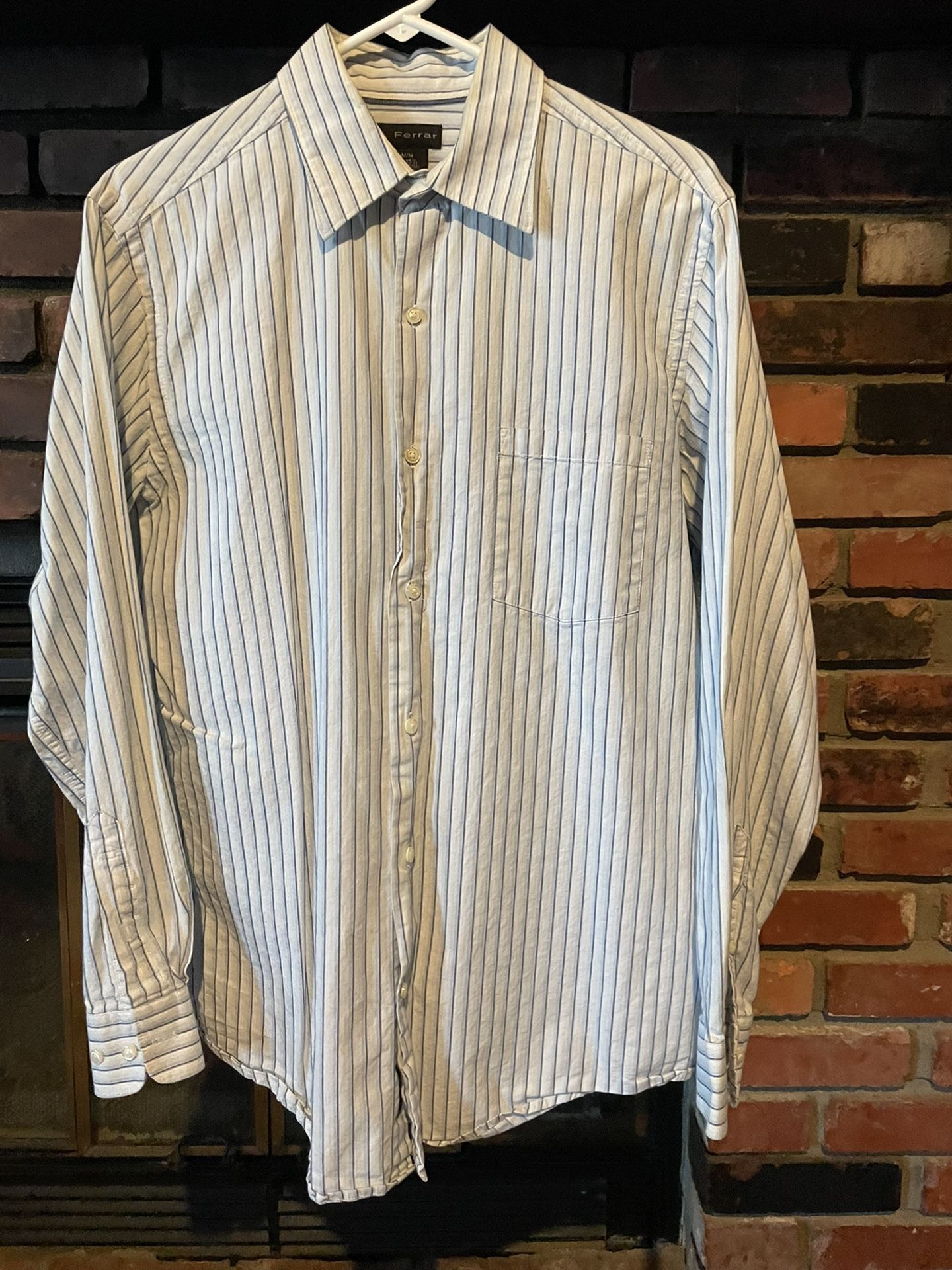 J. Ferrar Dress Shirt - Blue/White- Size Medium