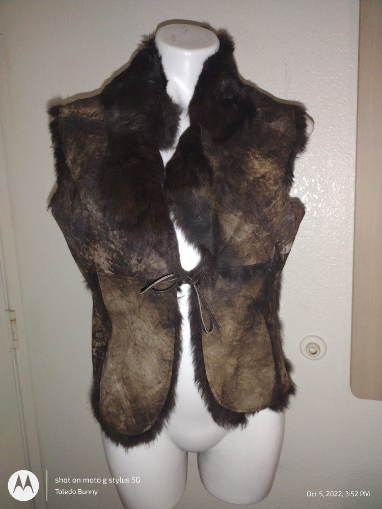 Leather Rabbit fur vest