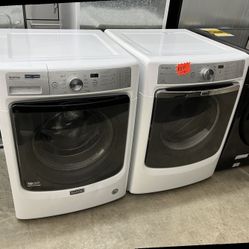 white maytag washer dryer front load set
