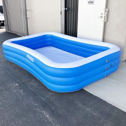 New in Box $35 Full-Sized Kids Adults Inflatable Swimming Pool for Summer Water Party, 118x72x22 inches 