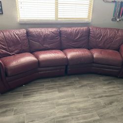 Real Red Leather  2 Piece Sectional 