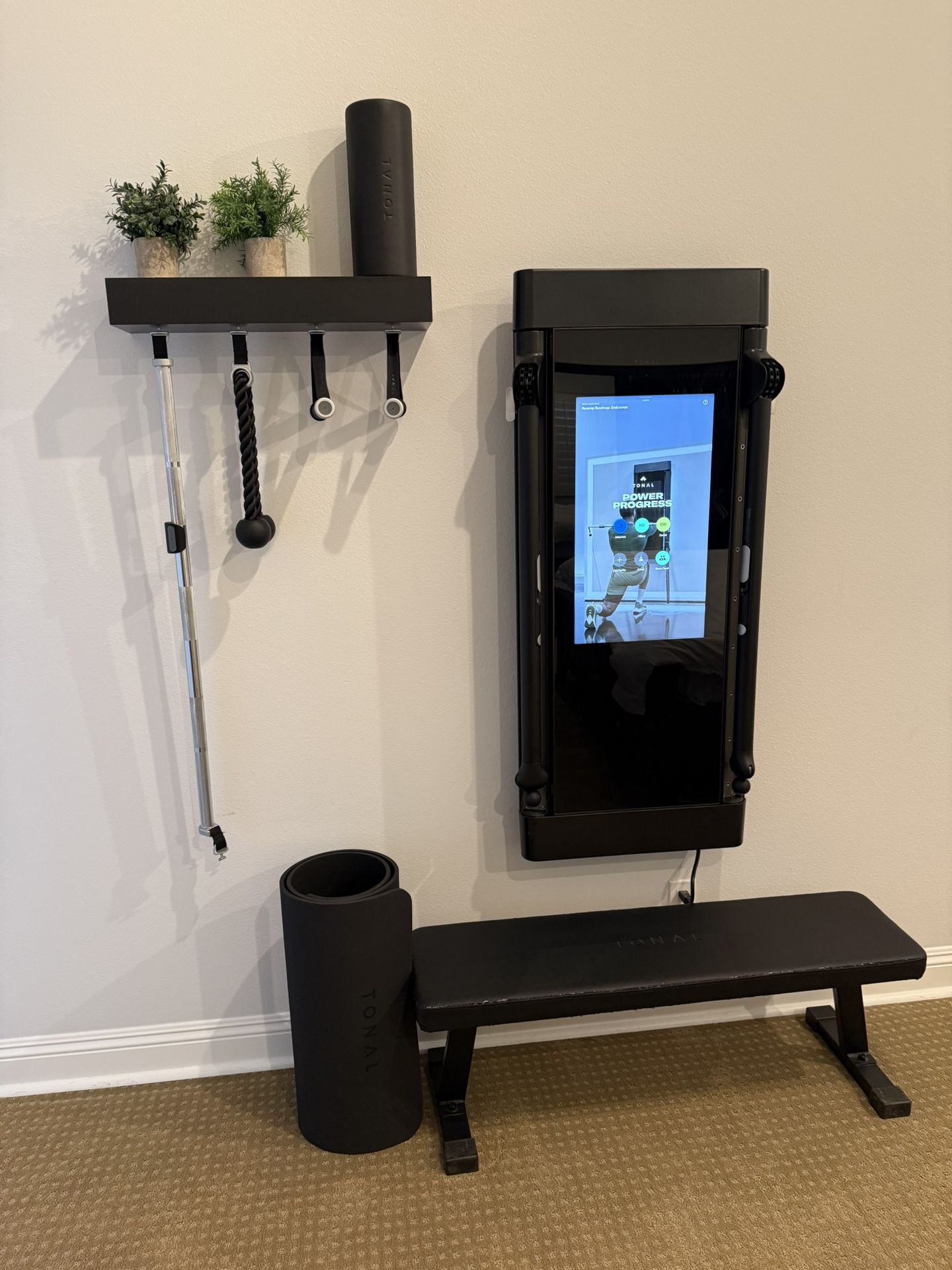 Tonal Home Gym with Smart Accessories, Bench, Bar, Rope, Handles