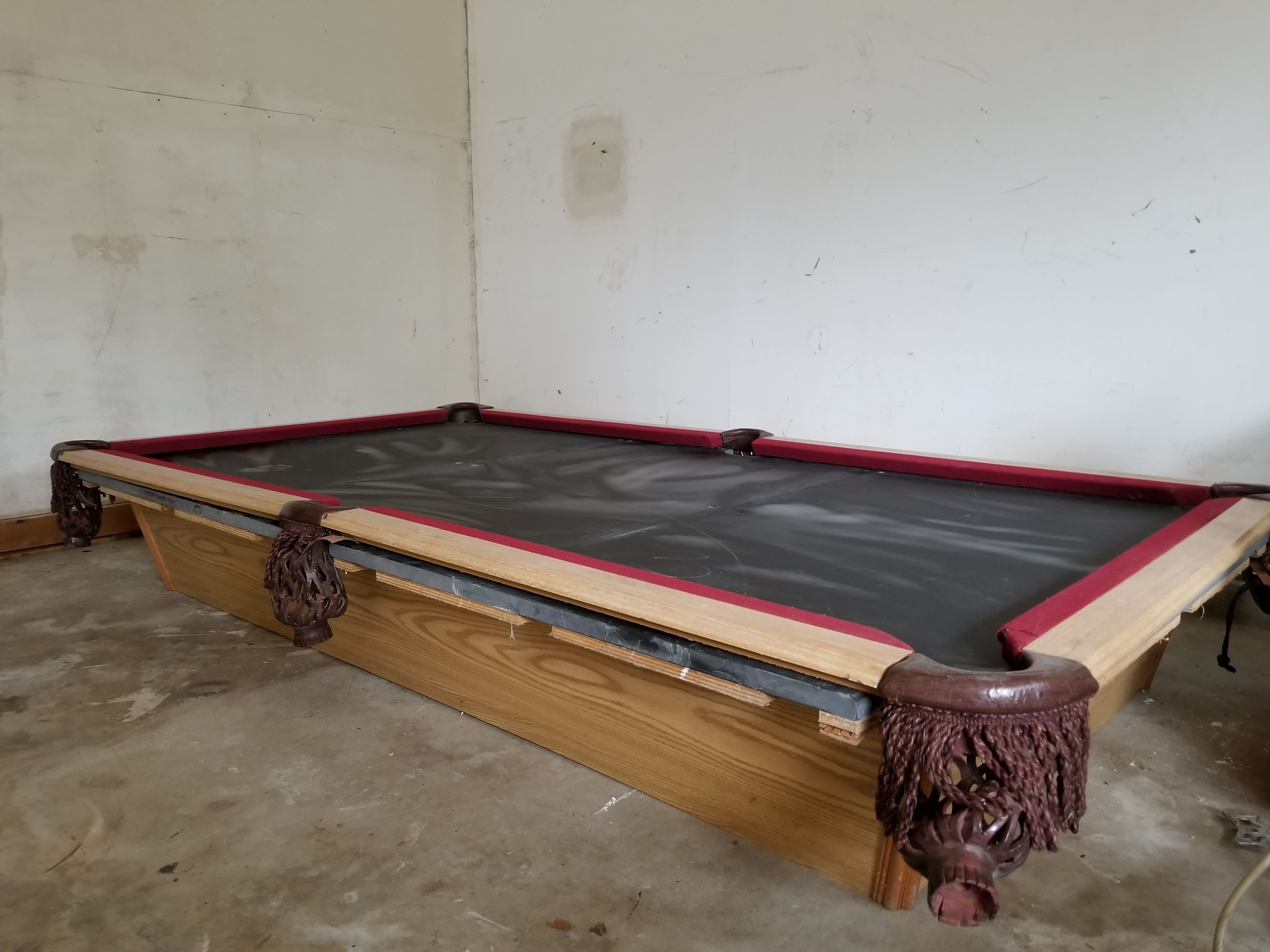 8' CARLO GIUFFRA ARDESIE ORIGINAL ITALIAN SLATE POOL TABLE.