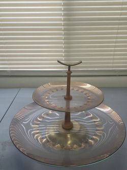 Retro 2-Tier Glass Serving Tray