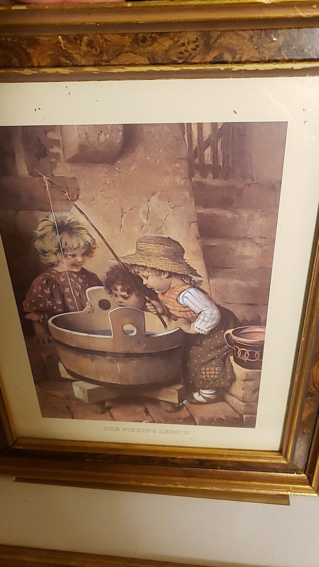 Vintage print "THE FISHING LESSON"