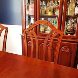 China Cabinet Wood Light Glass Shelves