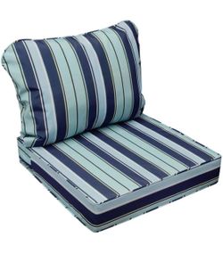 #R4  Outdoor Chair Cushion Set (1 Set) Color: Ash Teal Seaside Stripe Size: Seat 25.5” × 25.5” × 5” / Backrest 25.5” × 19” Fade-Resistant • Waterproof