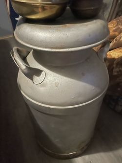Vintage Aluminum Milk Can with Lid