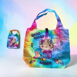 Hello Kitty ABC Store Hawaii Exclusive Mermaid Reusable Bag Tote Tie Dye NWOT