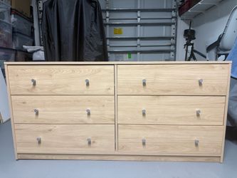 6-Drawer Double Dresser Light Wood